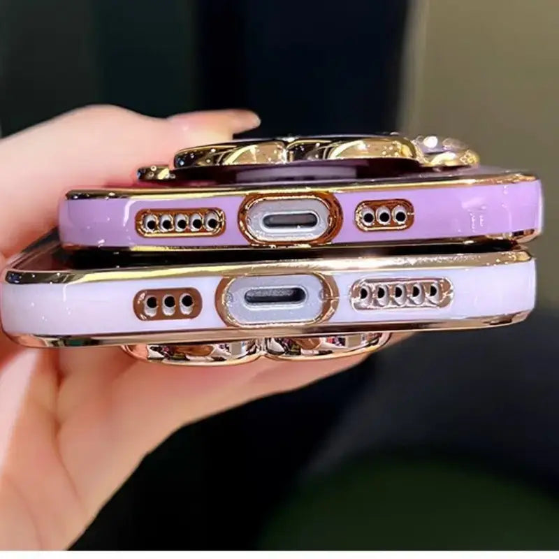 iPhone Mirror Case Cartoon Kitty Phone Cover For iPhone With Crystal Bracelet