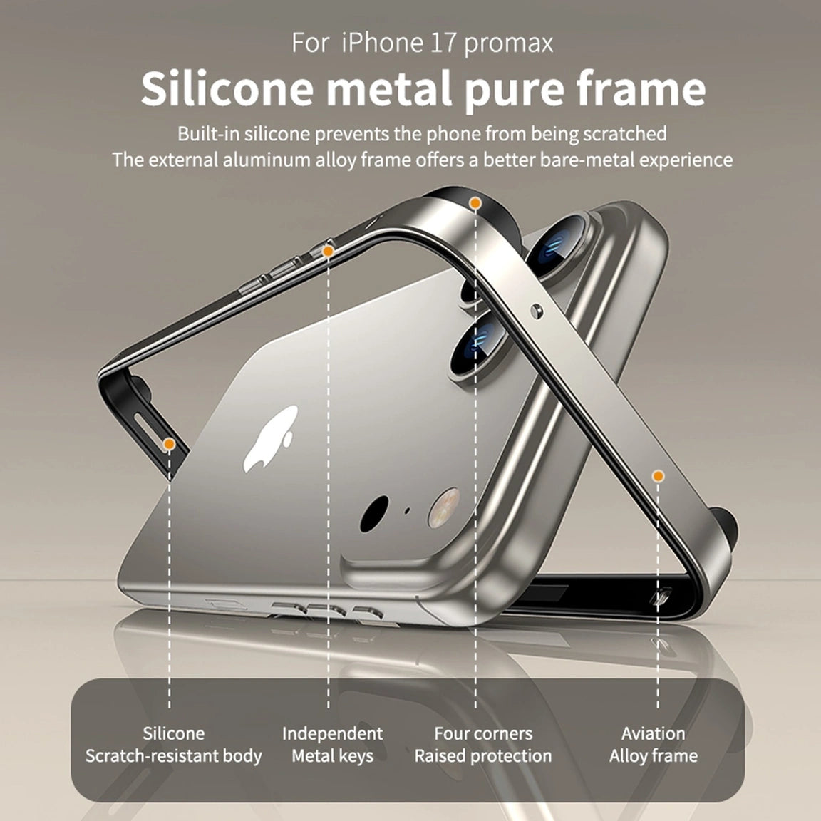 Metal Bumper Case, No Back Design Compatible with MagSafe, Aluminum Alloy + TPU Bumper Frame Slim Fit Excellent Heat Dissipation 4 Corner Raised Shockproof for iPhone All Models