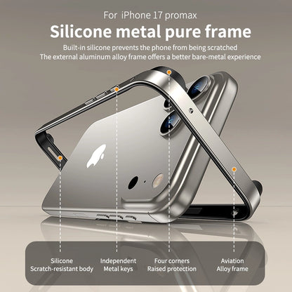 Metal Bumper Case, No Back Design Compatible with MagSafe, Aluminum Alloy + TPU Bumper Frame Slim Fit Excellent Heat Dissipation 4 Corner Raised Shockproof for iPhone All Models