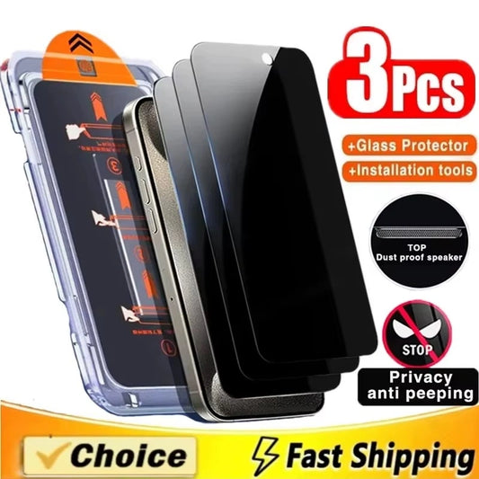Anti-spy Screen Protector For iPhone 17 Pro Max 16 Plus 11 14 13 12 15 Pro 16E Air Mini SE 7 8 XR XS Dust Free Installation
