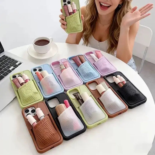 Creative Silicone Card Holder Phone Case for iPhone