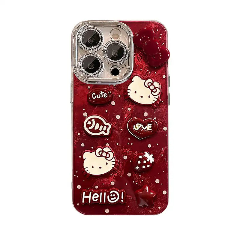 Cute 3D Kitty Cartoon Phone Case for iPhone Back Cover
