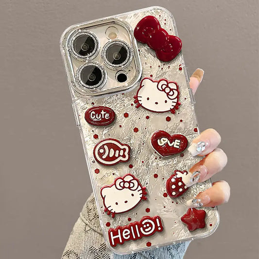 Cute 3D Kitty Cartoon Phone Case for iPhone Back Cover