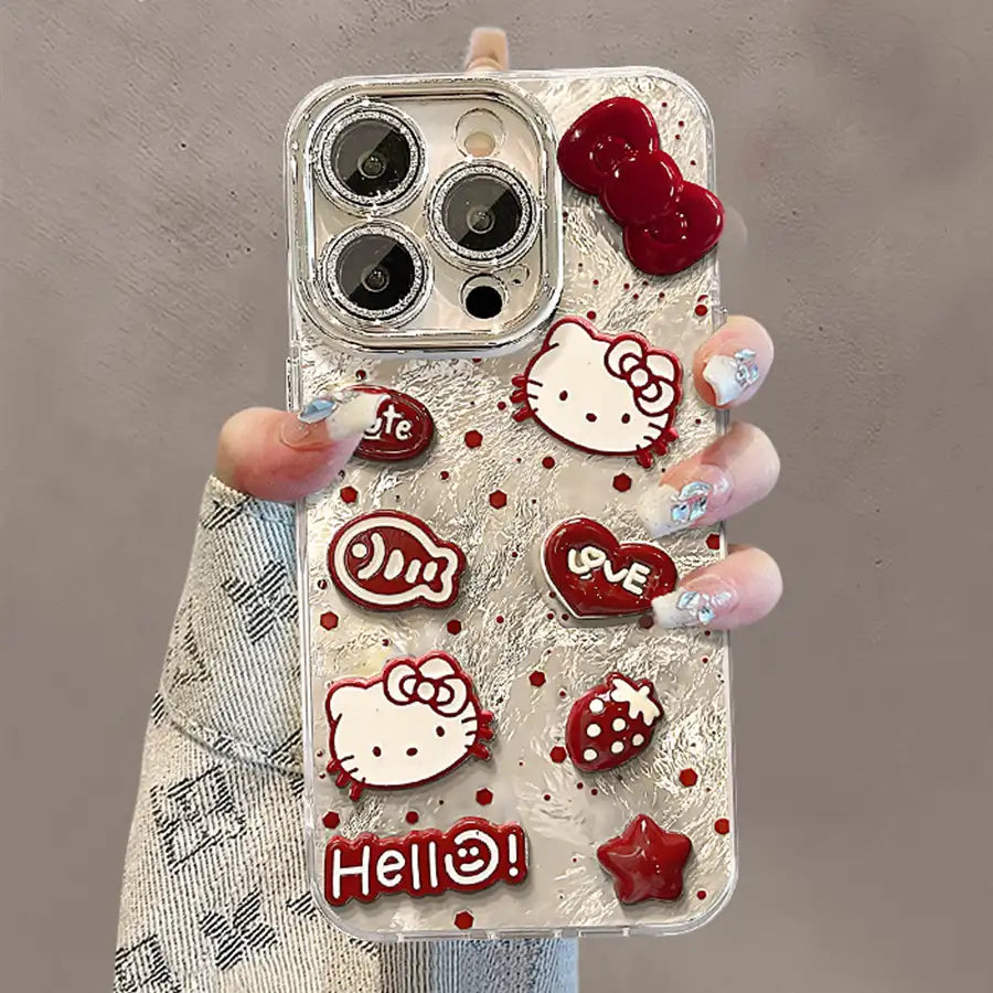 Cute 3D Kitty Cartoon Phone Case for iPhone Back Cover