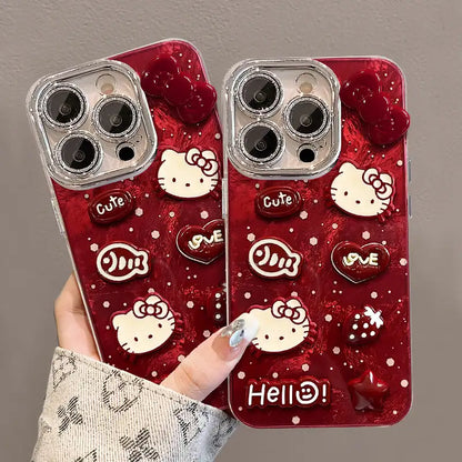 Cute 3D Kitty Cartoon Phone Case for iPhone Back Cover