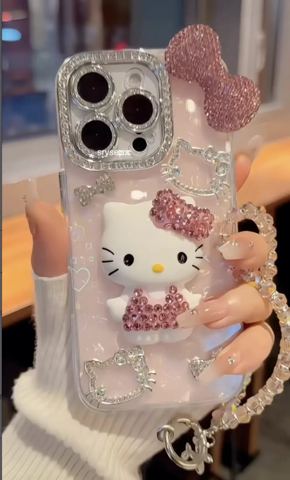 kitty case with beads bracelet