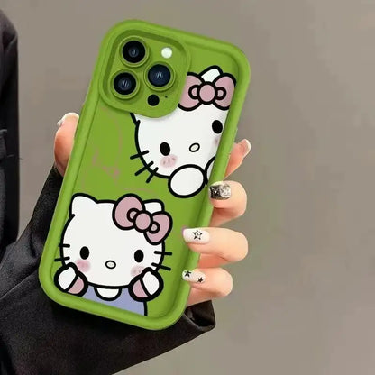 Cute Bow Kitty iPhone Case With Love Heart Chain