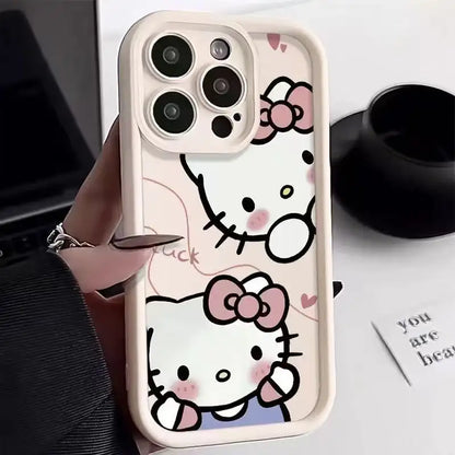 Cute Bow Kitty iPhone Case With Love Heart Chain