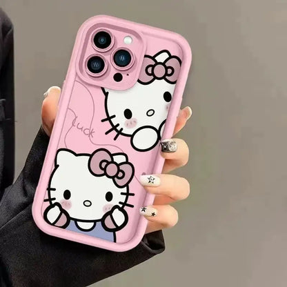 Cute Bow Kitty iPhone Case With Love Heart Chain