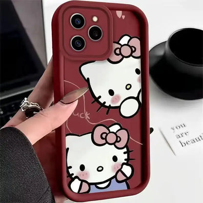 Cute Bow Kitty iPhone Case With Love Heart Chain