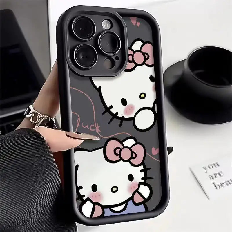 Cute Bow Kitty iPhone Case With Love Heart Chain