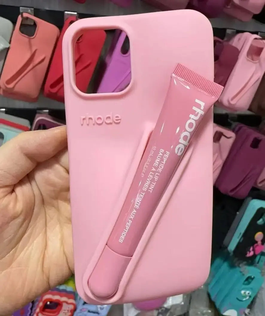 Candy Color Lipstick Holder Phone Case Set For iPhone 17 16 15 14 13 12 11 Pro X Max 7 8 Plus