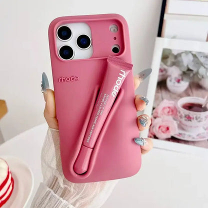 Candy Color Lipstick Holder Phone Case Set For iPhone 17 16 15 14 13 12 11 Pro X Max 7 8 Plus