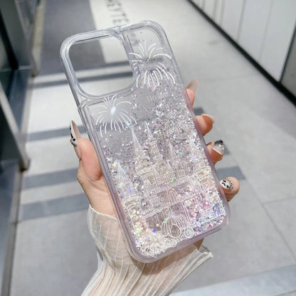 Liquid Quicksand Fireworks Castle Phone Case For iPhone