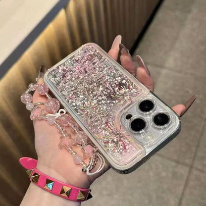 Glitter Liquid Sand Castle Crystal Chain Case For iPhone 17 16 15 14 13 12 11 Pro Max Plus XR XS