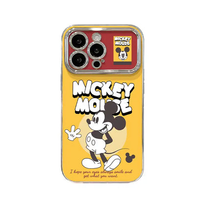 Phone case with Mick Mouse design on a yellow background