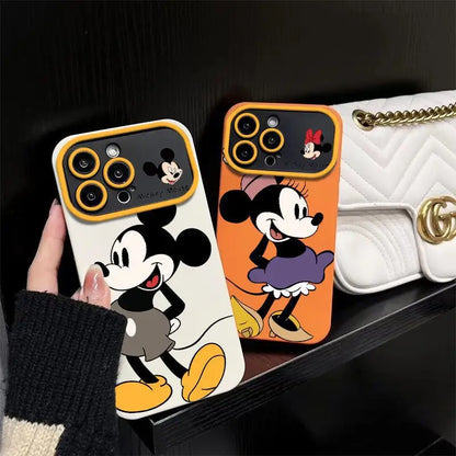 phone cases with cartoon minie characters, one white and one orange