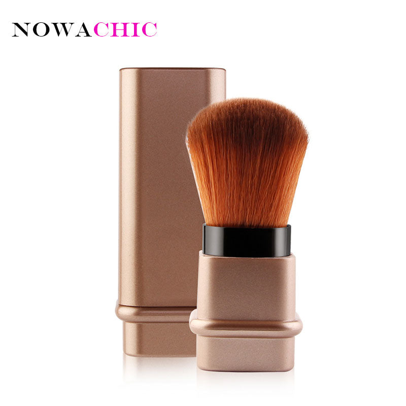 Square Retractable Blush Makeup Brush - Gold Silver