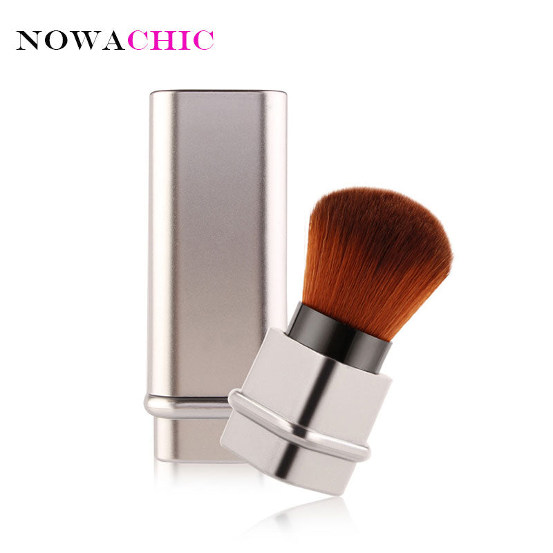 Square Retractable Blush Makeup Brush - Gold Silver