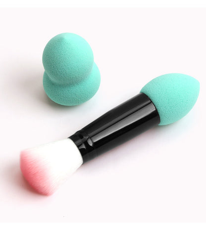 Dual End Makeup Brushes Makeup Sponge Set Foundation Powder Buffer Contour Metal Cosmetic Tools