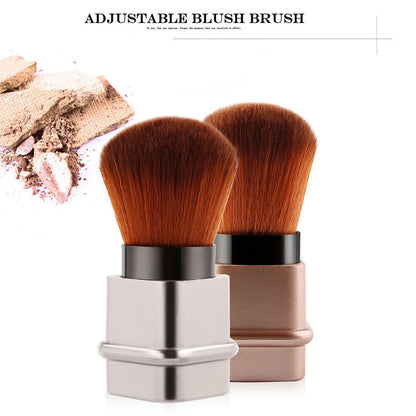 Square Retractable Blush Makeup Brush - Gold Silver