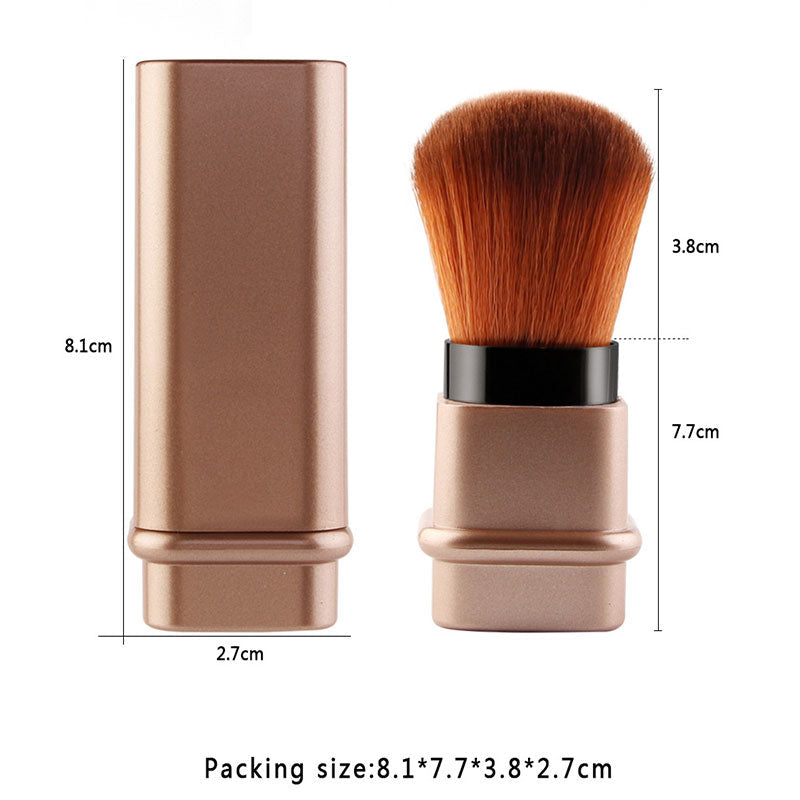 Square Retractable Blush Makeup Brush - Gold Silver