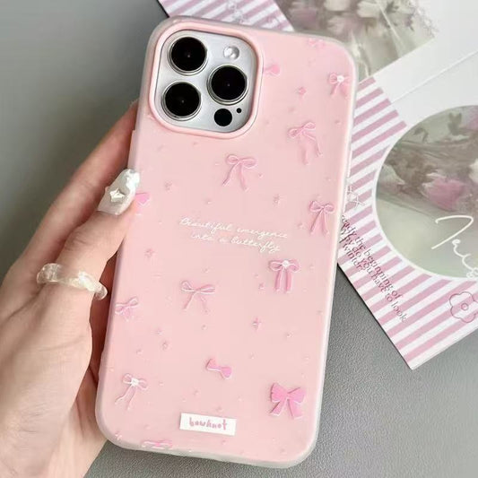 Cute Pink Bow Silicone Phone Case for iPhone 17 16 15 14 13 12 11 Pro Max X Xr 7 8