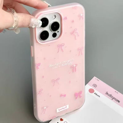 Cute Pink Bow Silicone Phone Case for iPhone 17 16 15 14 13 12 11 Pro Max X Xr 7 8