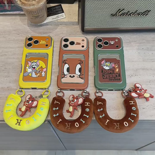 Cute Tom Cartoon Mouse Lanyard Phone Case for iPhone 17 Air 16 15 14 13 12 11 Pro Max Plus