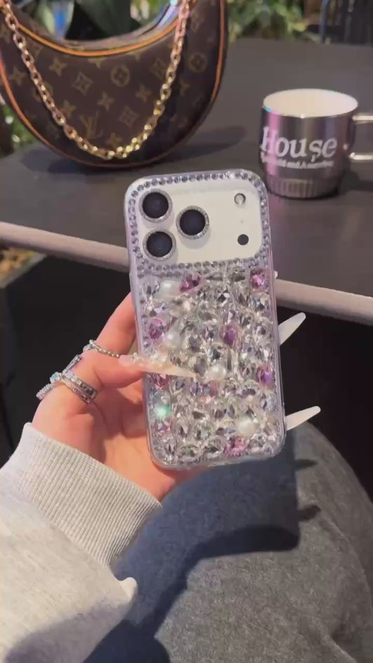 Full Diamonds Glitter Phone Case For iPhone 17 16 15 14 13 12 Pro Max Plus 11 XR 78