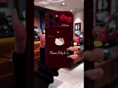 Cute Bow Kitty with Makeup Mirror Phone Case For iPhone