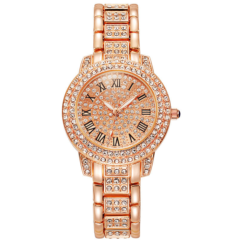 Rose Gold Diamond Luxury Quartz Watch