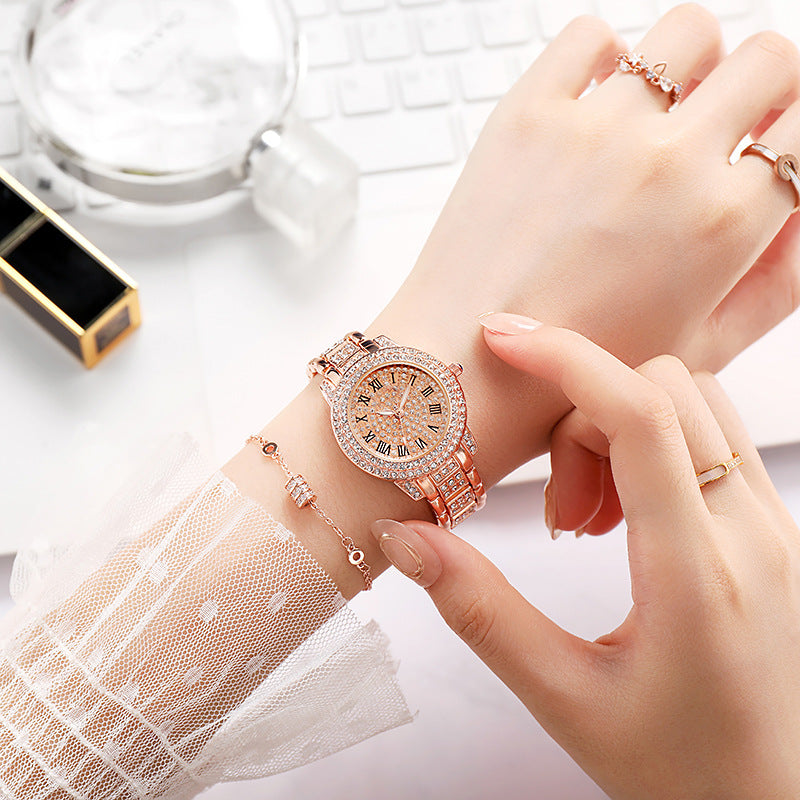 Rose Gold Diamond Luxury Quartz Watch