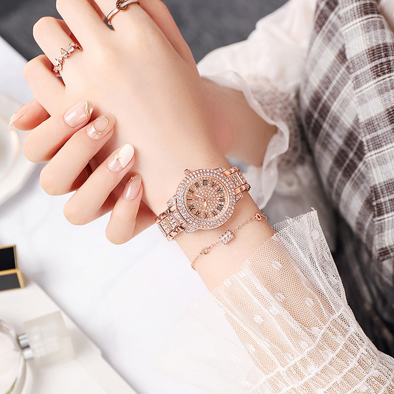 Rose Gold Diamond Luxury Quartz Watch