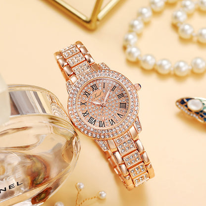 Rose Gold Diamond Luxury Quartz Watch