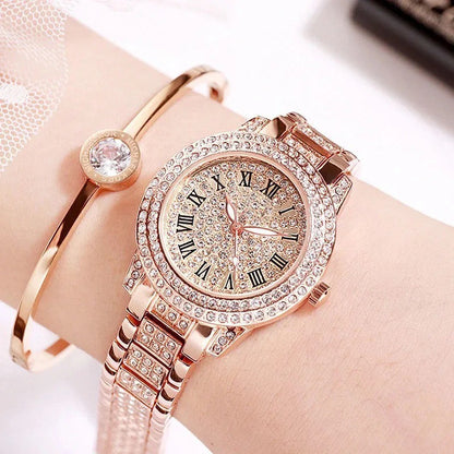 Rose Gold Diamond Luxury Quartz Watch