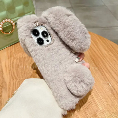 Cute Rabbit Velvet Plush Phone Case for iPhone