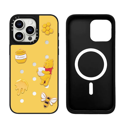 Cartoon Pooh Bear Artistic Floral Magsafe Phone Case For iPhone 17 16 14 15 12 13 Pro Max Plus 11