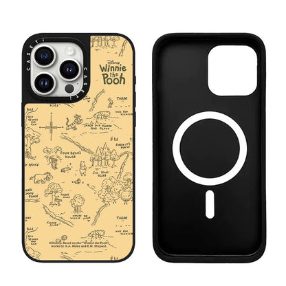 Cartoon Pooh Bear Artistic Floral Magsafe Phone Case For iPhone 17 16 14 15 12 13 Pro Max Plus 11