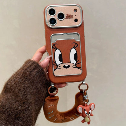 Cute Tom Cartoon Mouse Lanyard Phone Case for iPhone 17 Air 16 15 14 13 12 11 Pro Max Plus