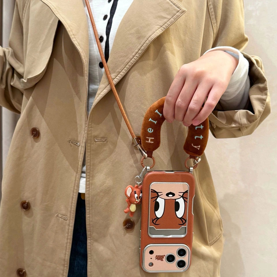 Cute Tom Cartoon Mouse Lanyard Phone Case for iPhone 17 Air 16 15 14 13 12 11 Pro Max Plus