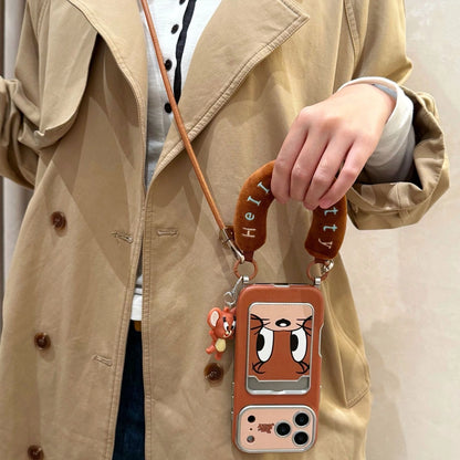 Cute Tom Cartoon Mouse Lanyard Phone Case for iPhone 17 Air 16 15 14 13 12 11 Pro Max Plus