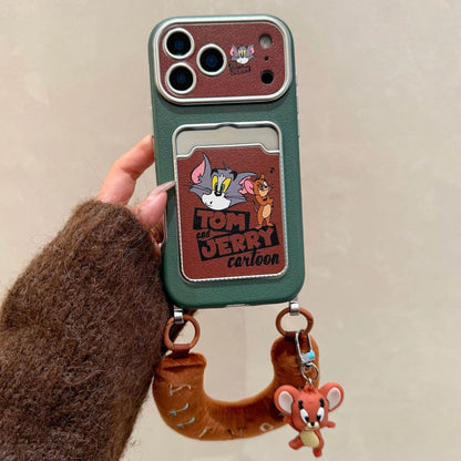 Cute Tom Cartoon Mouse Lanyard Phone Case for iPhone 17 Air 16 15 14 13 12 11 Pro Max Plus