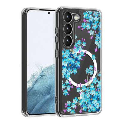 Floral Clear TPU Magnetic Phone Case for Galaxy S25 S24 S23 S22 S21 Series
