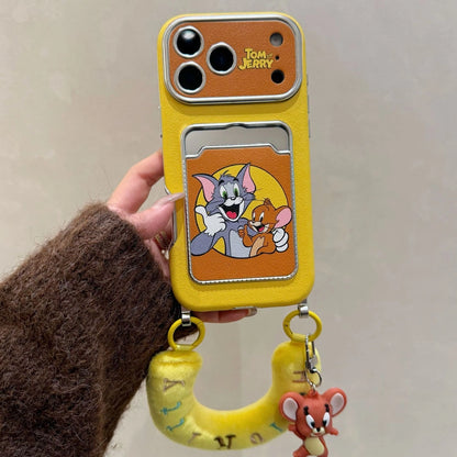 Cute Tom Cartoon Mouse Lanyard Phone Case for iPhone 17 Air 16 15 14 13 12 11 Pro Max Plus