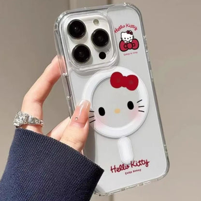 Cartoon Kitty Magnetic Phone Case For iPhone 17 16 15 14 13 12 11 Pro X Max 7 8 Plus