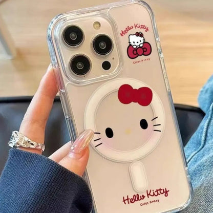 Cartoon Kitty Magnetic Phone Case For iPhone 17 16 15 14 13 12 11 Pro X Max 7 8 Plus