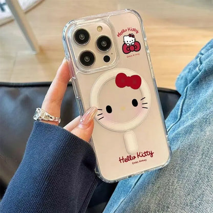 Cartoon Kitty Magnetic Phone Case For iPhone 17 16 15 14 13 12 11 Pro X Max 7 8 Plus