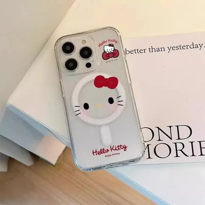 Cartoon Kitty Magnetic Phone Case For iPhone 17 16 15 14 13 12 11 Pro X Max 7 8 Plus