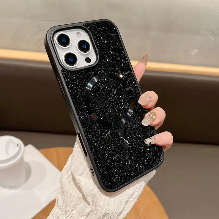 Glitter Diamond Magsafe Phone Case For iPhone 17 16 15 14 13 12 Pro Max Plus Magnetic Wireless Charging Shockproof Cover
